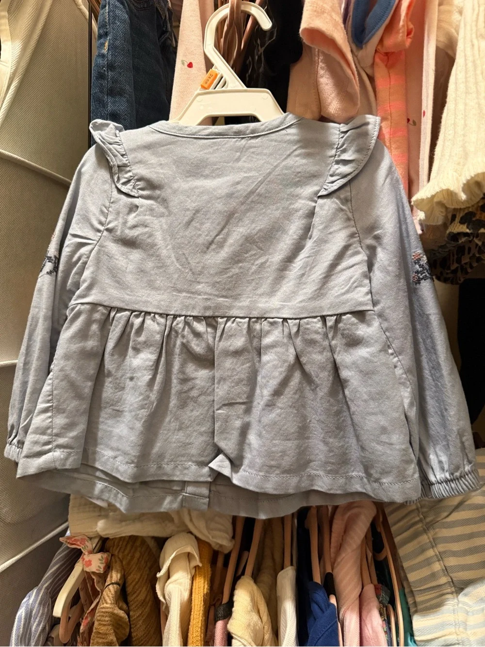 OshKosh B'gosh Light Blue Ruffle-Back Long Sleeve Top